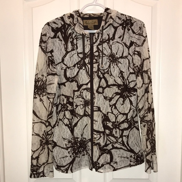 🧵 Floral Brown Hooded Jacket - Picture 1 of 4